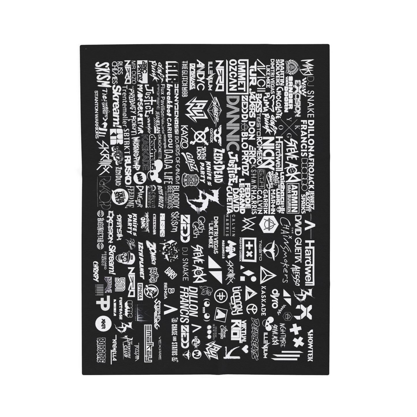 Personalized EDM Artist Logo Collage Throw Blanket for Rave, Music Festival, Concert