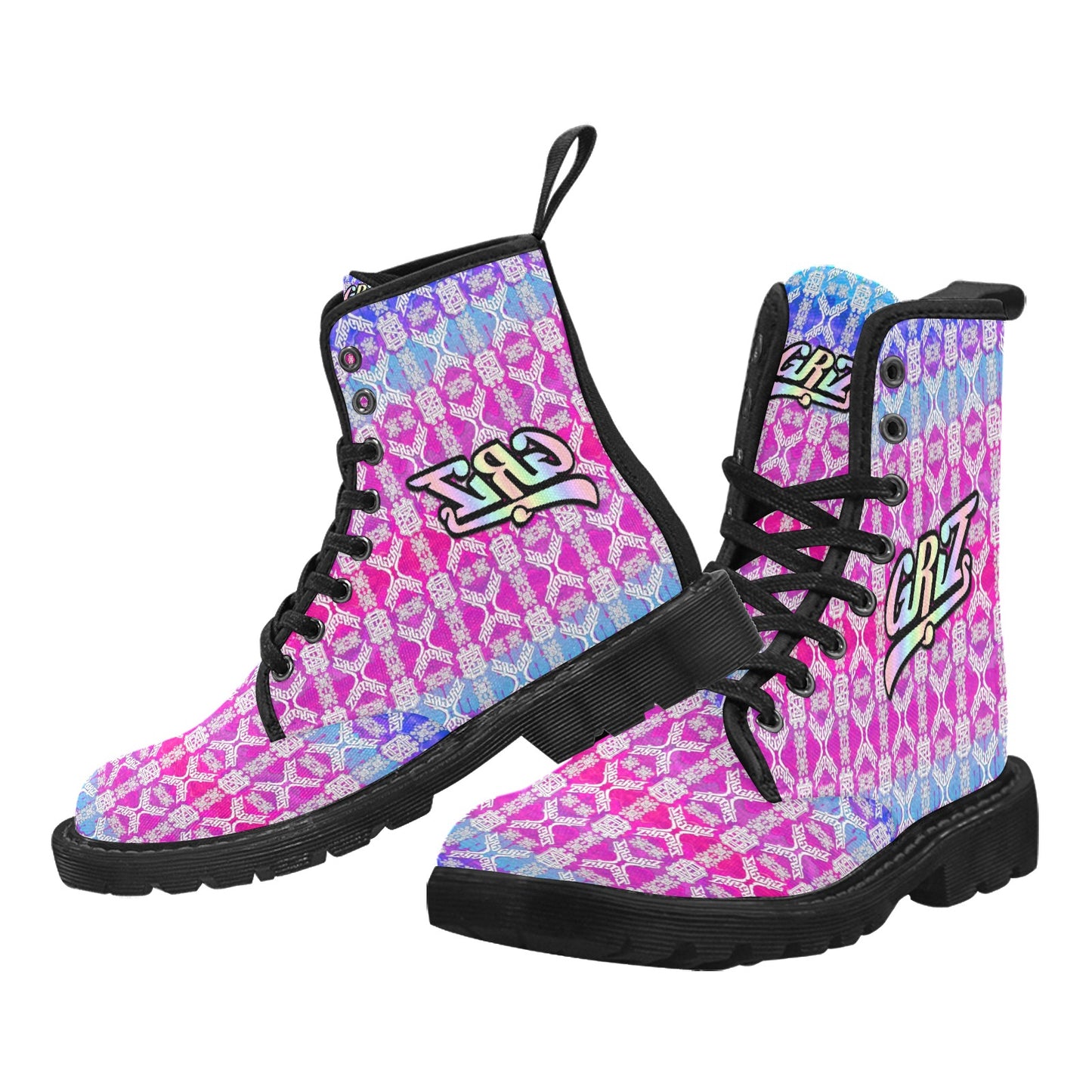 EDM Artist Logos Women's Lace Up Canvas Boots No-Slip Shoes for Hiking Camping Festivals