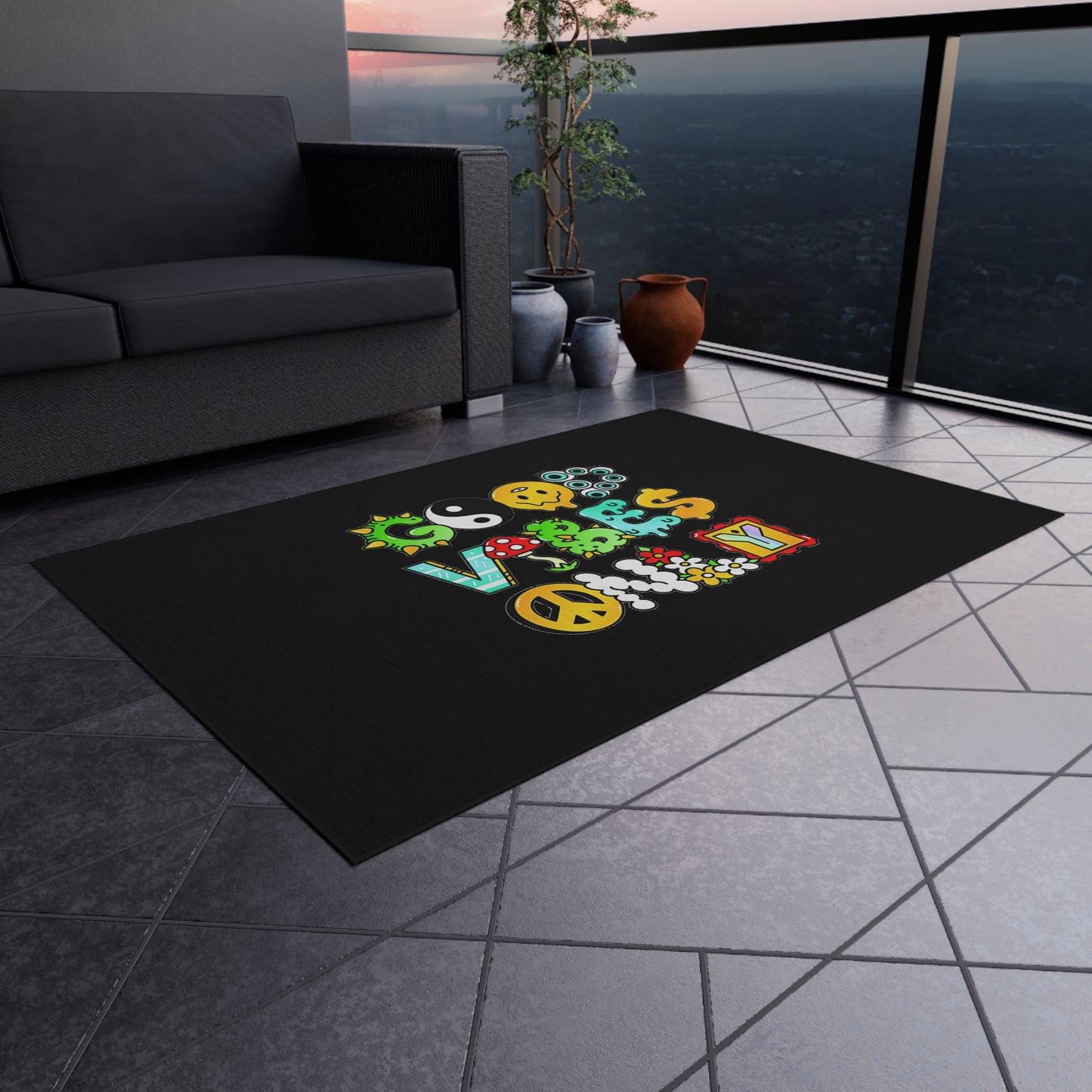 Good Vibes Only Welcome Mat Outdoor Rug in 5 Sizes