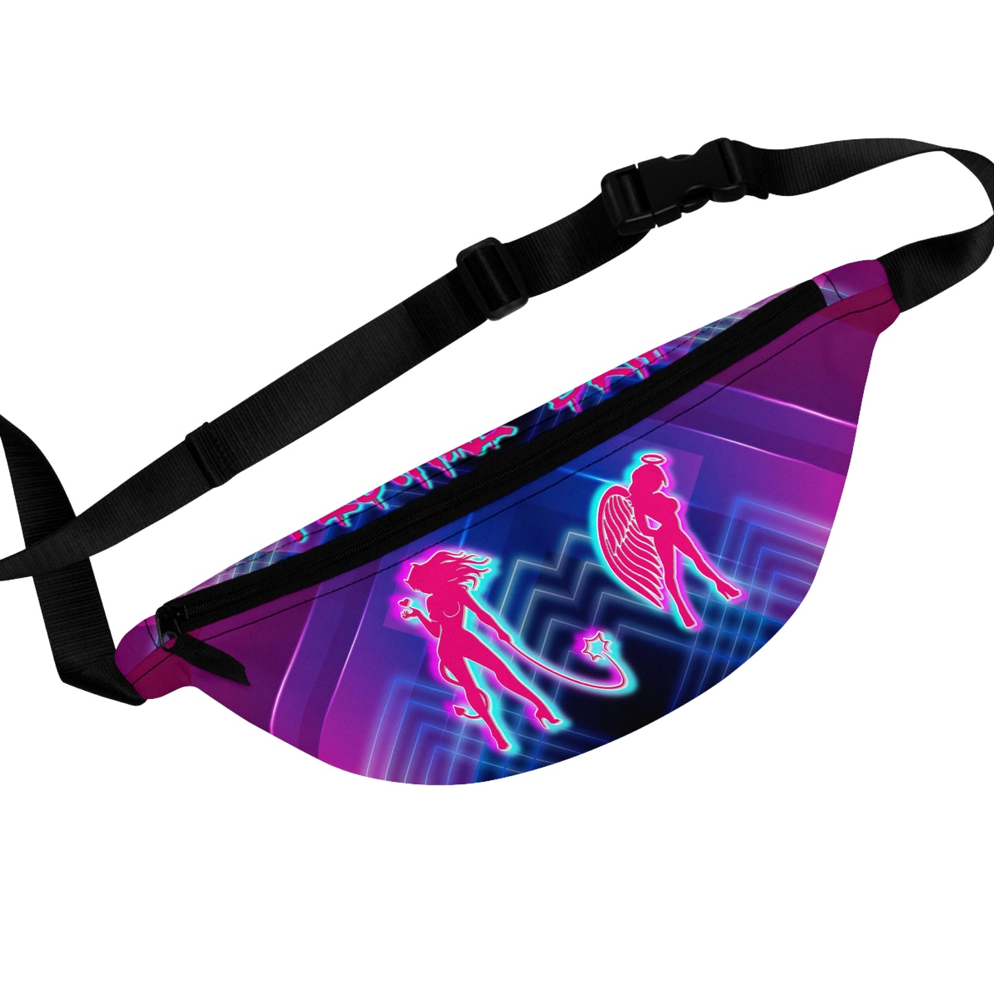 Black Light Reactive Neon Angel Devil Rave Fanny Pack by Festival Drip