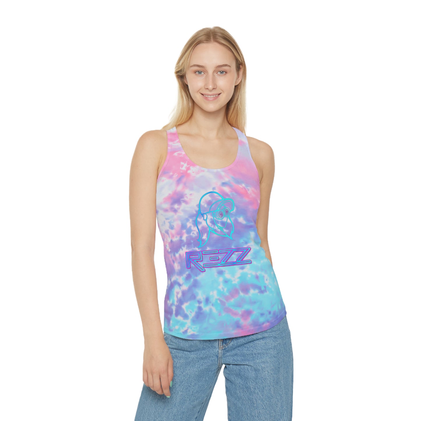 REZZ Womens Tie Dye Racerback Tank Top