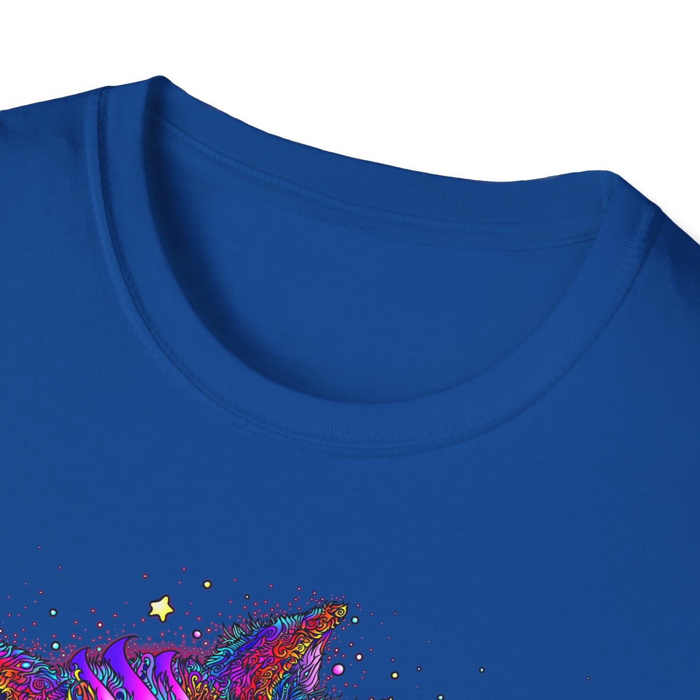 Psychedelic Space Kitty Cosmic Cat Softstyle Cotton T-Shirt EDM Rave Music Festival Tee Mens Womens Unisex