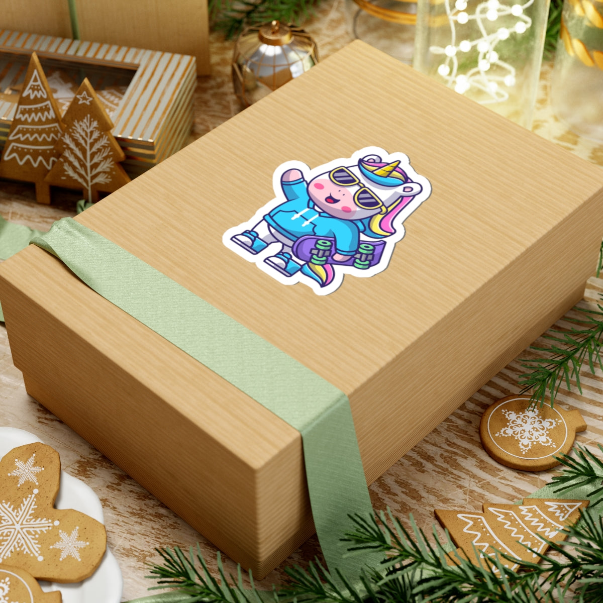 Cool Rave Unicorn Skateboard Sticker Decal
