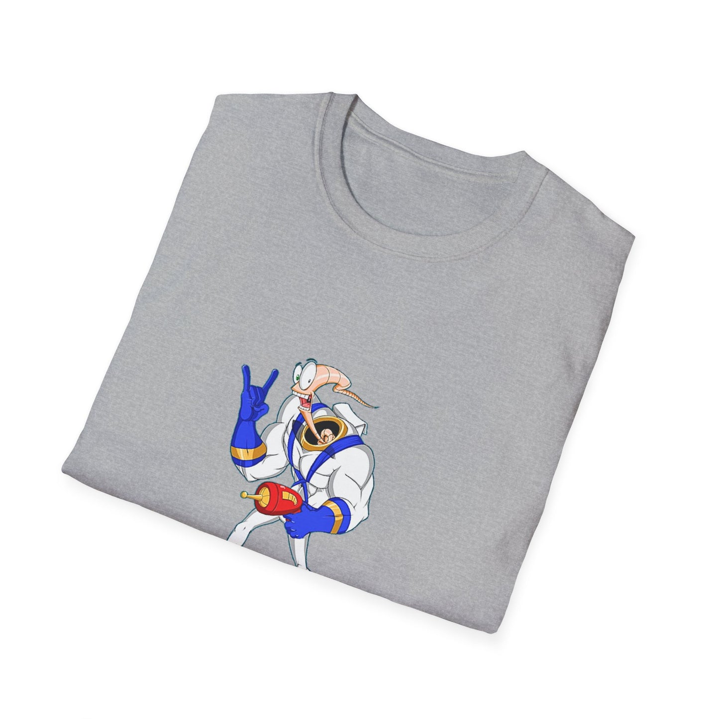 Earth Worm Jim Throwback 90s Softstyle Cotton T-Shirt, Retro Video Game Graphic Tee, Rave Shirt for Men Women Unisex