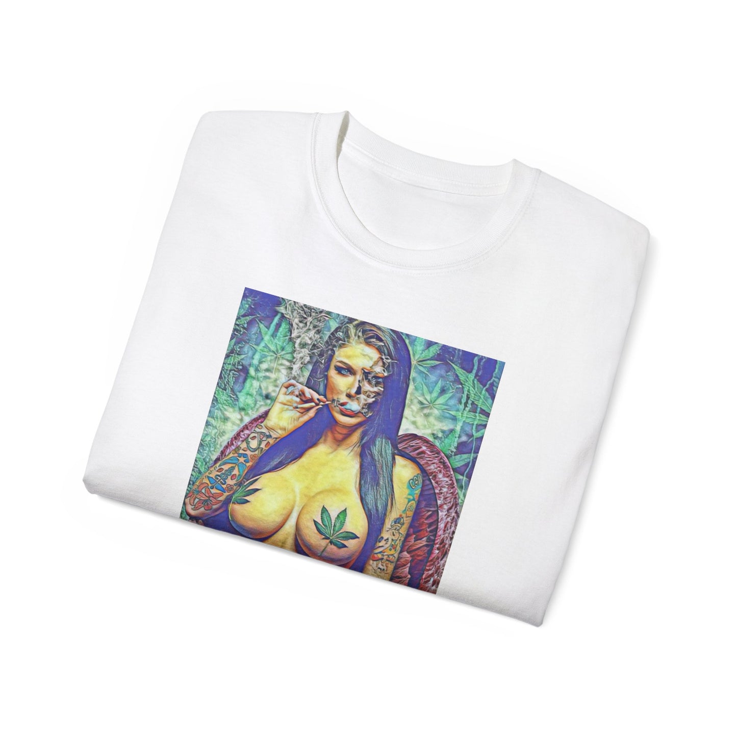 Ganja Girl 420 Weed Woman Original Nude Photography Art Sweat Proof T Shirt Sexy Womens Mens Unisex Tee