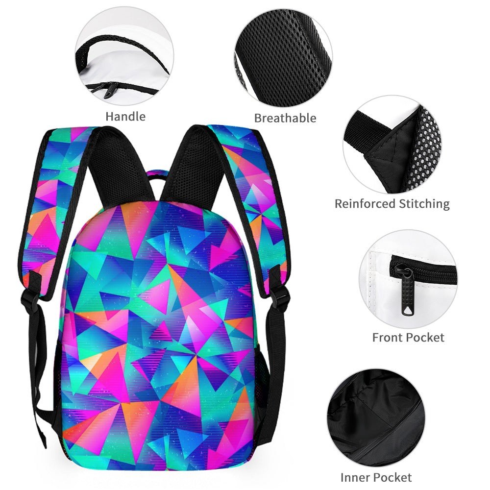 Psychedelic Backpack, Lunchbox, and Wallet Three piece set combination Travel Bag Package Set