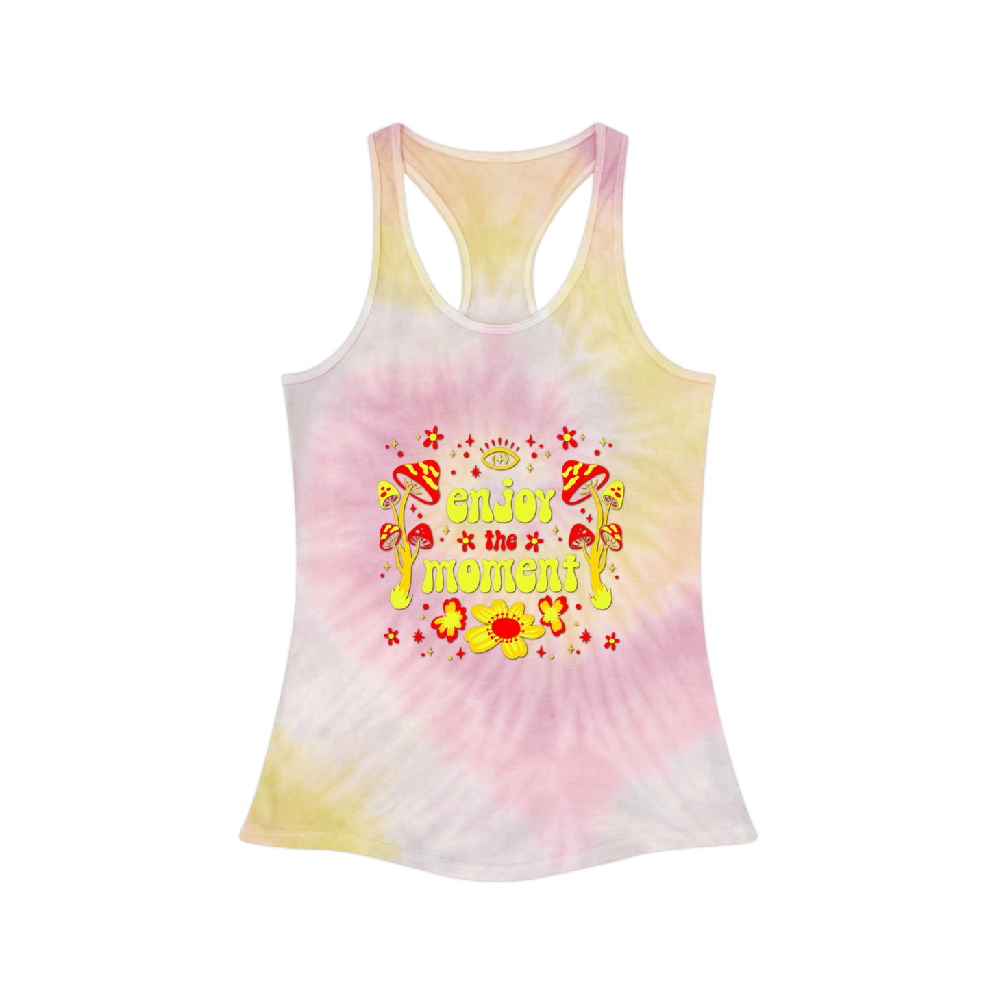 Enjoy the Moment Mushroom Womens Tie Dye Racerback Tank Top in 3 Styles