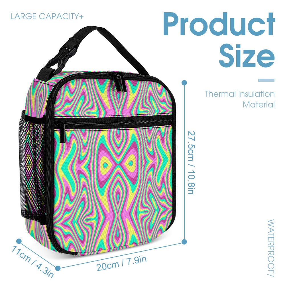 Psychedelic Backpack, Lunchbox, and Wallet Three piece set combination Travel Bag Package Set