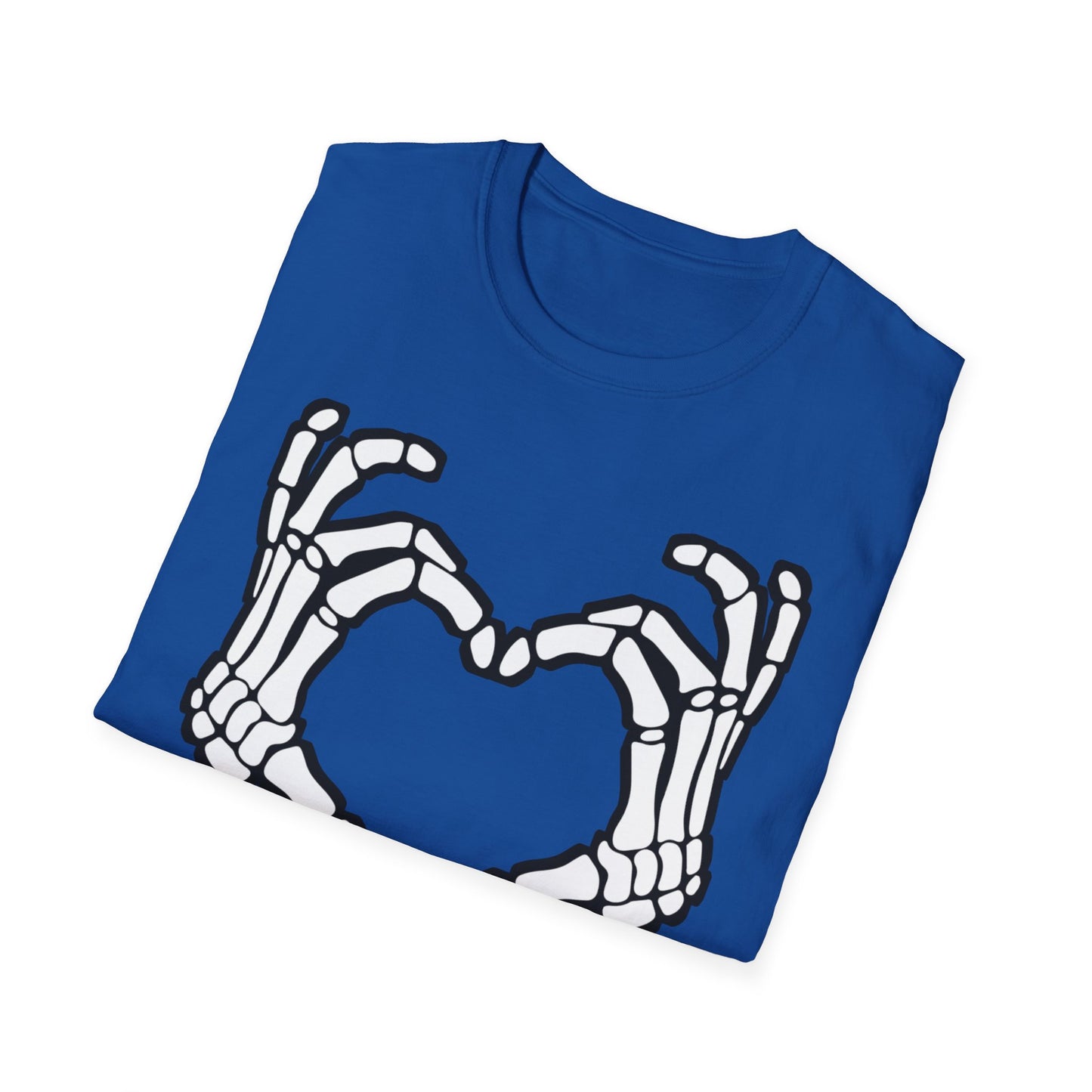 Skeleton Heart Fingers Softstyle T-Shirt Halloween Rave Metal Punk Music Festival Tee Mens Womens Unisex