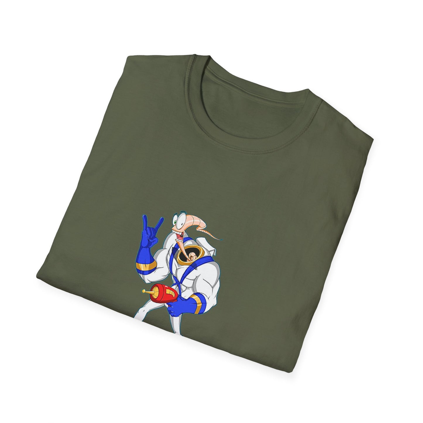 Earth Worm Jim Throwback 90s Softstyle Cotton T-Shirt, Retro Video Game Graphic Tee, Rave Shirt for Men Women Unisex