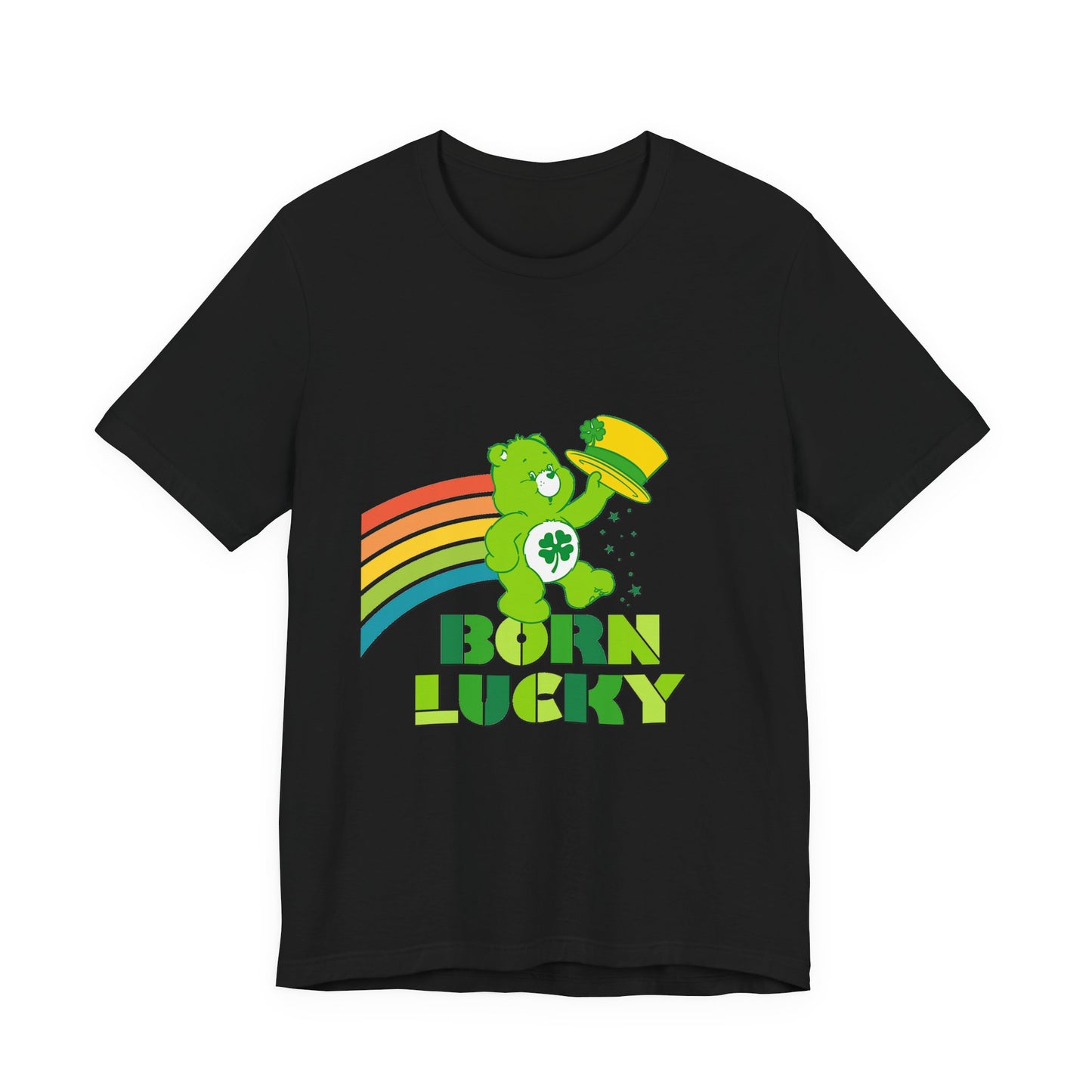 Born Lucky Cotton Jersey Short Sleeve Tee Mens Womens Unisex