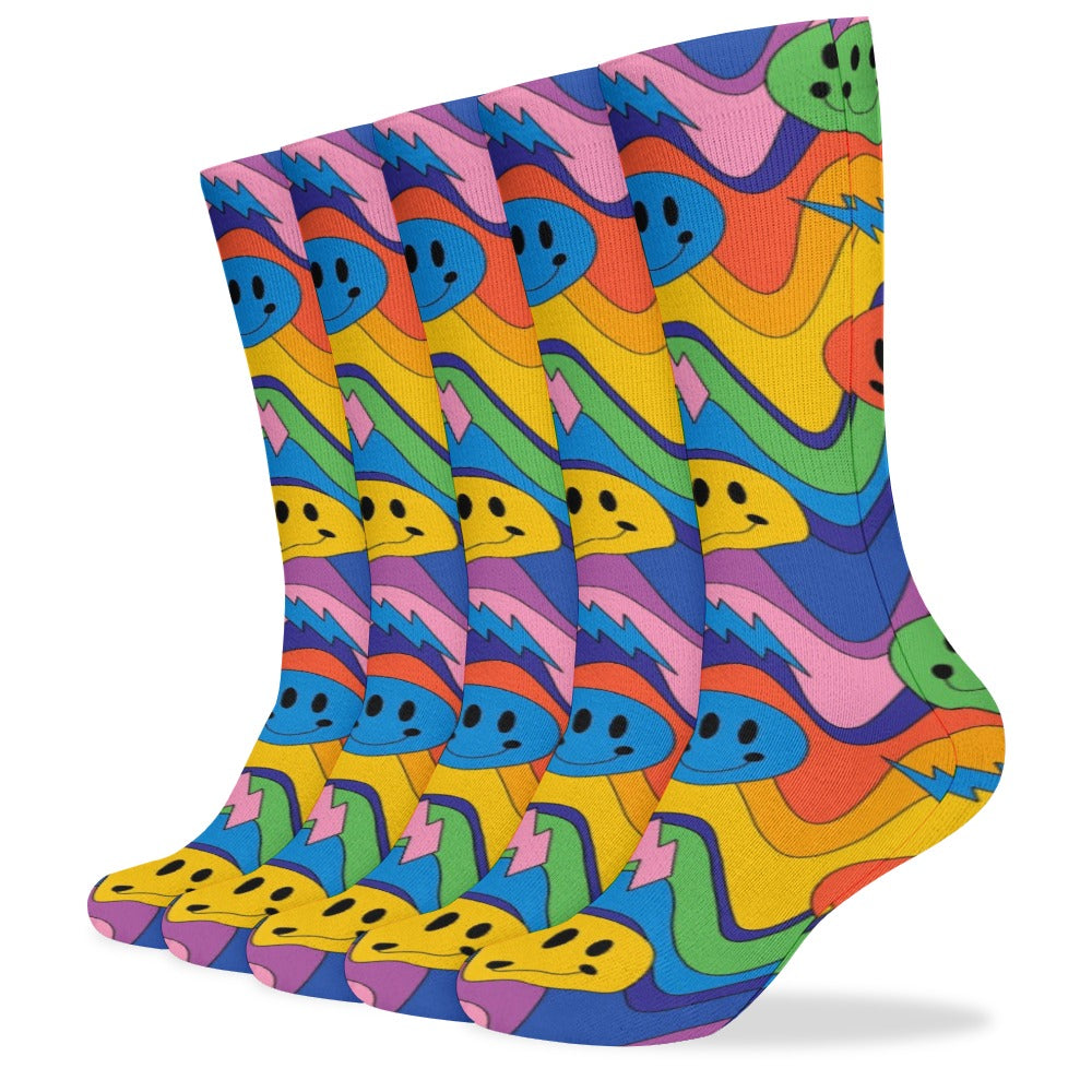 5 Pack Music Festival Socks Sweat-Proof Odor-Resistant Breathable Large Socks