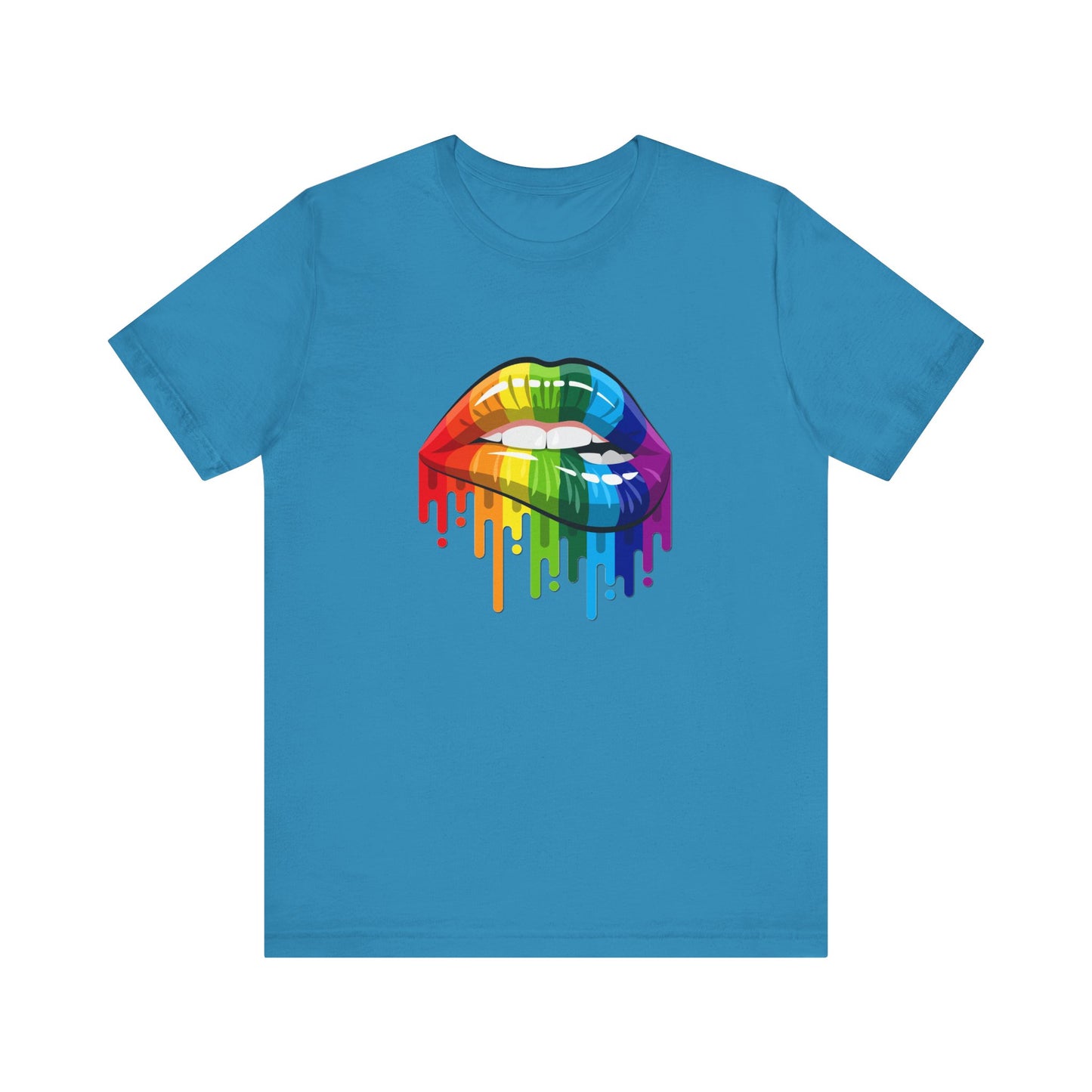 Dripping Rainbow Lips Jersey Short Sleeve Tee Mens Womens Unisex