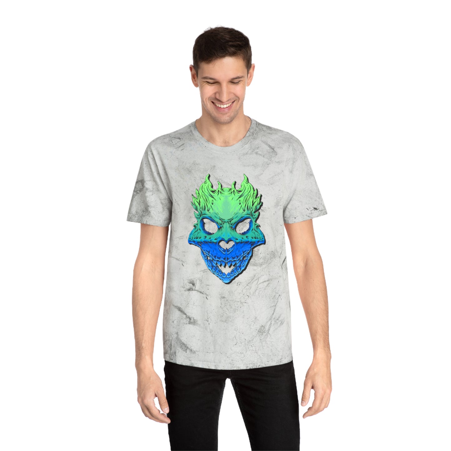 Rest in Peace Skull T Shirts, Color Blasted Tie Dye Tshirts for Men, Women, and Ravers of all Ages