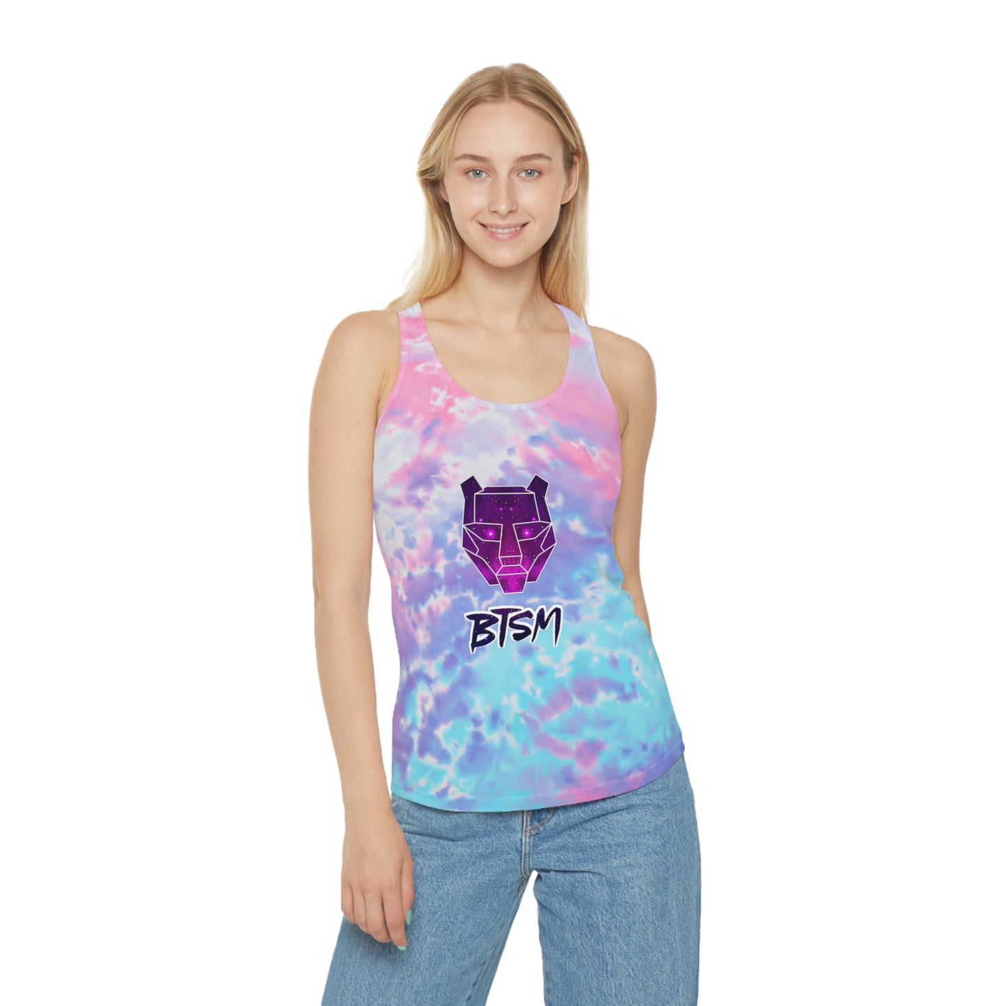 BTSM Womens Tie Dye Racerback Tank Top