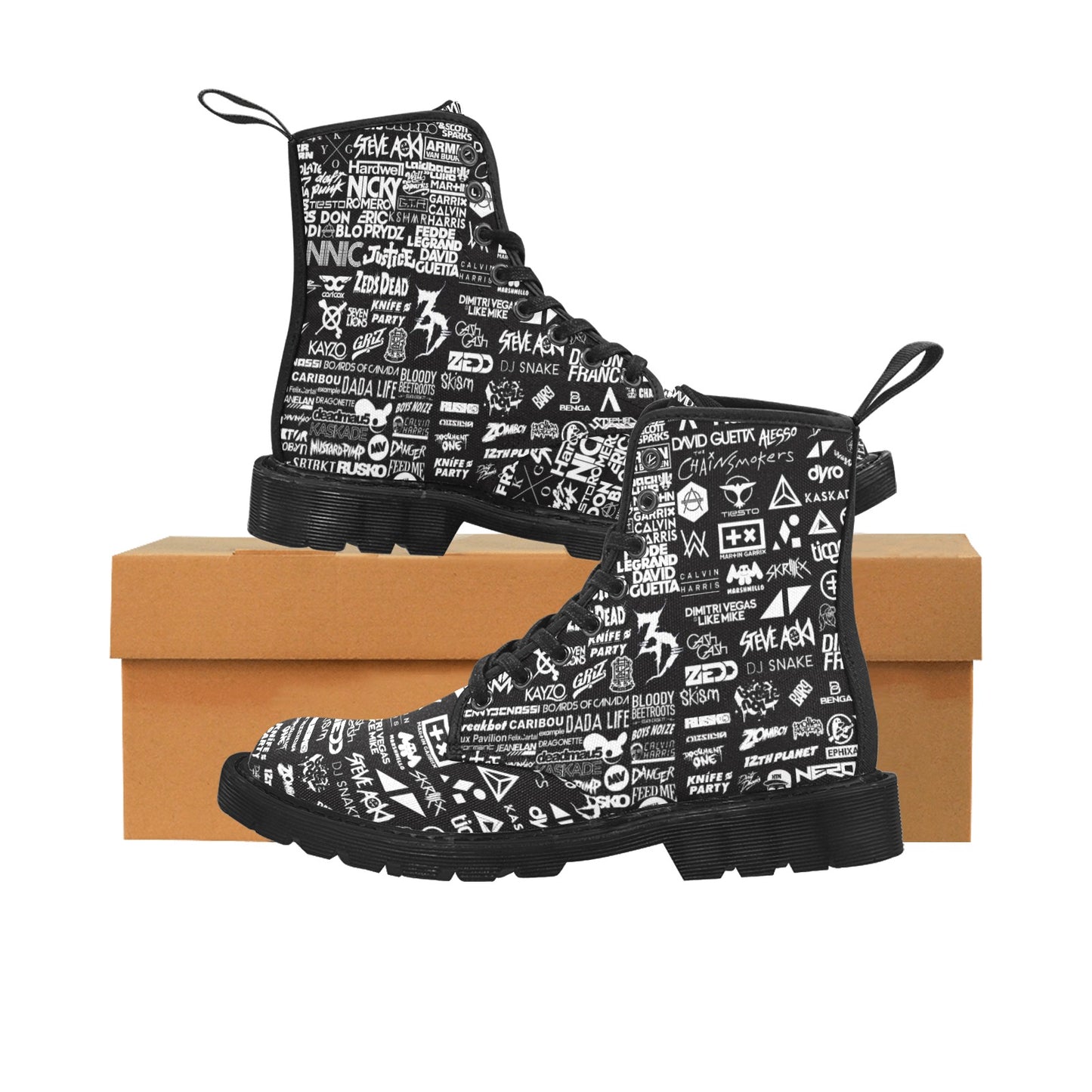 Limited Edition EDM Artists Men's Lace Up Canvas Boots Comfortable Waterproof Festival Camping Hiking Shoes for Men