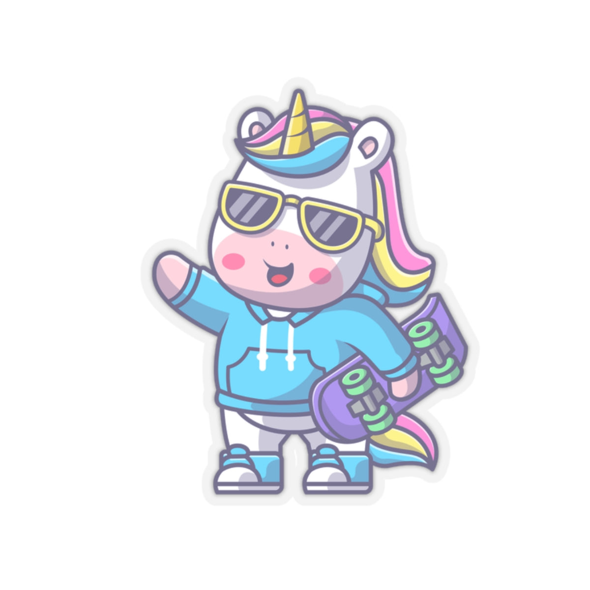 Cool Rave Unicorn Skateboard Sticker Decal