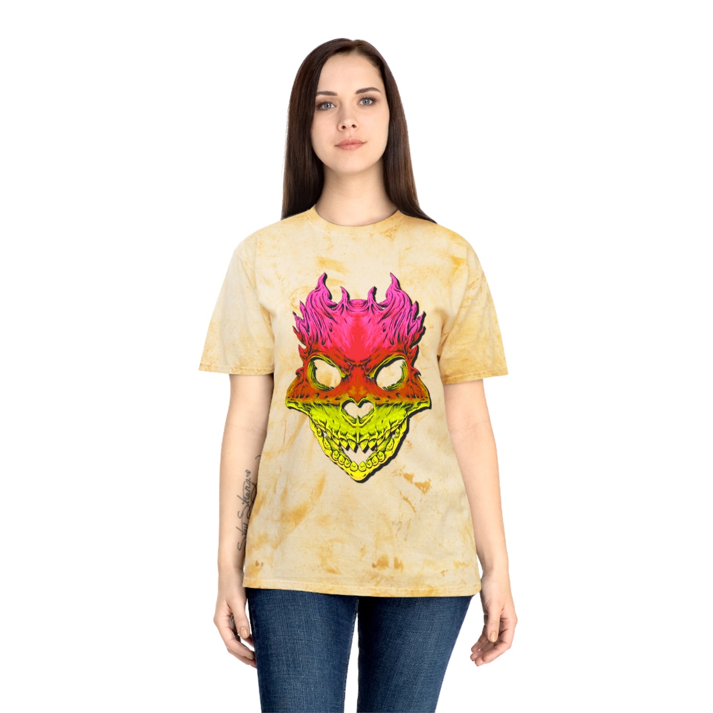 Rest in Peace Skull T Shirts, Color Blasted Tie Dye Tshirts for Men, Women, and Ravers of all Ages