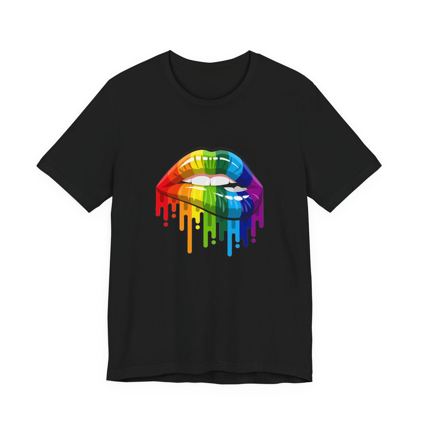 Dripping Rainbow Lips Jersey Short Sleeve Tee Mens Womens Unisex