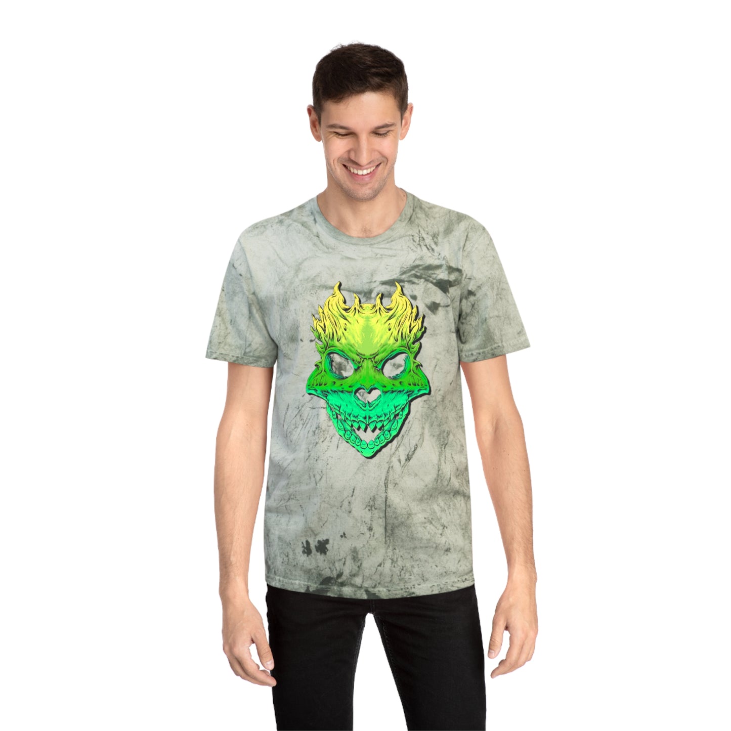 Rest in Peace Skull T Shirts, Color Blasted Tie Dye Tshirts for Men, Women, and Ravers of all Ages