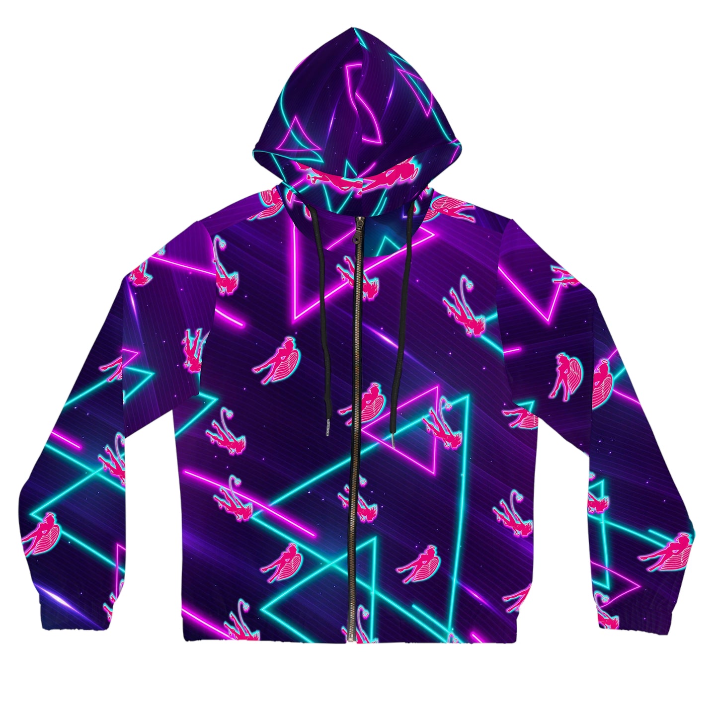Neon Devil on my Shoulder Rave Zip Hoodie for Women