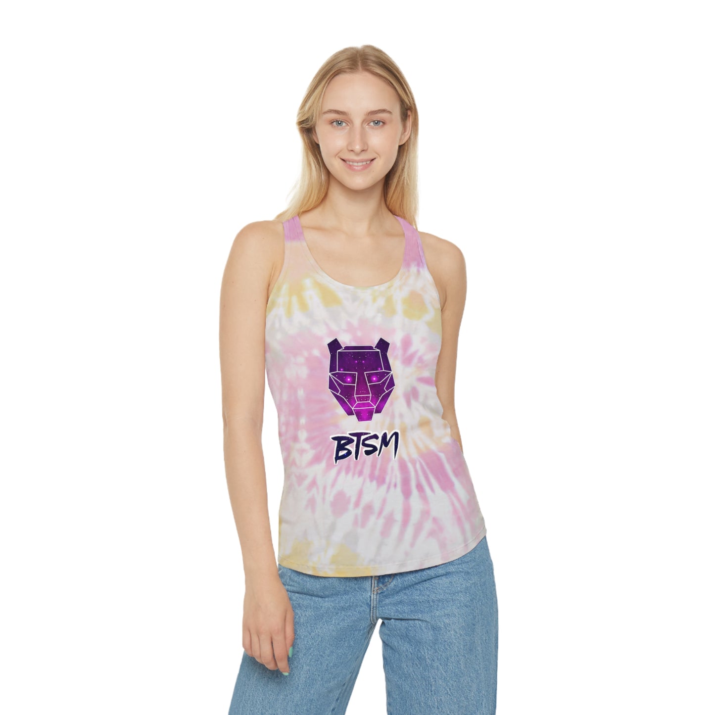 BTSM Womens Tie Dye Racerback Tank Top