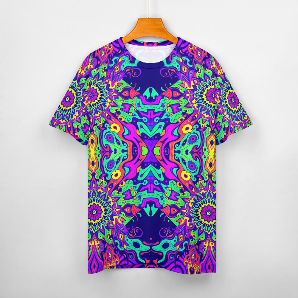 Men's Psychedelic Fitted Rave Shirt Super Soft Breathable Sweat-Proof Odor-Resistant Music Festival Tee