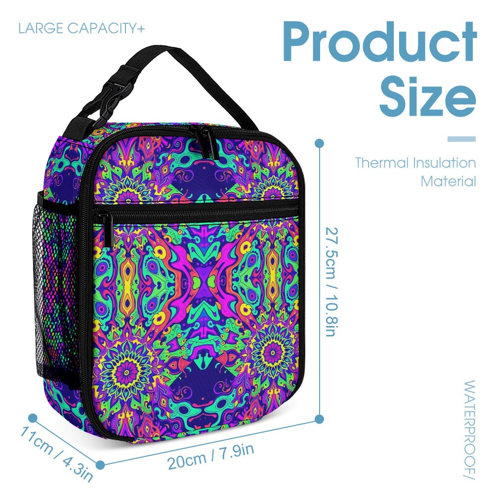 Psychedelic Backpack, Lunchbox, and Wallet Three piece set combination Travel Bag Package Set