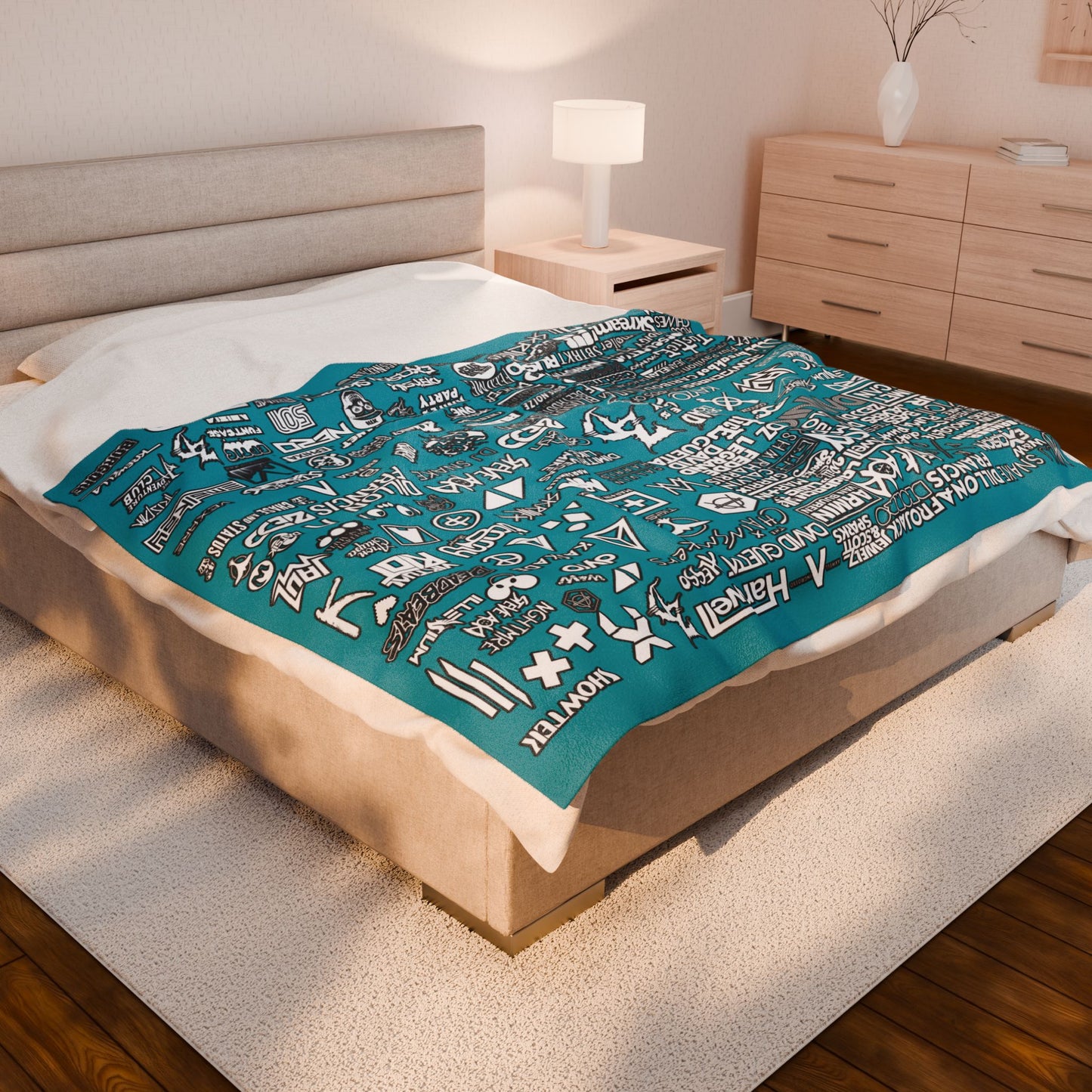 Personalized EDM Artist Logo Collage Throw Blanket for Rave, Music Festival, Concert