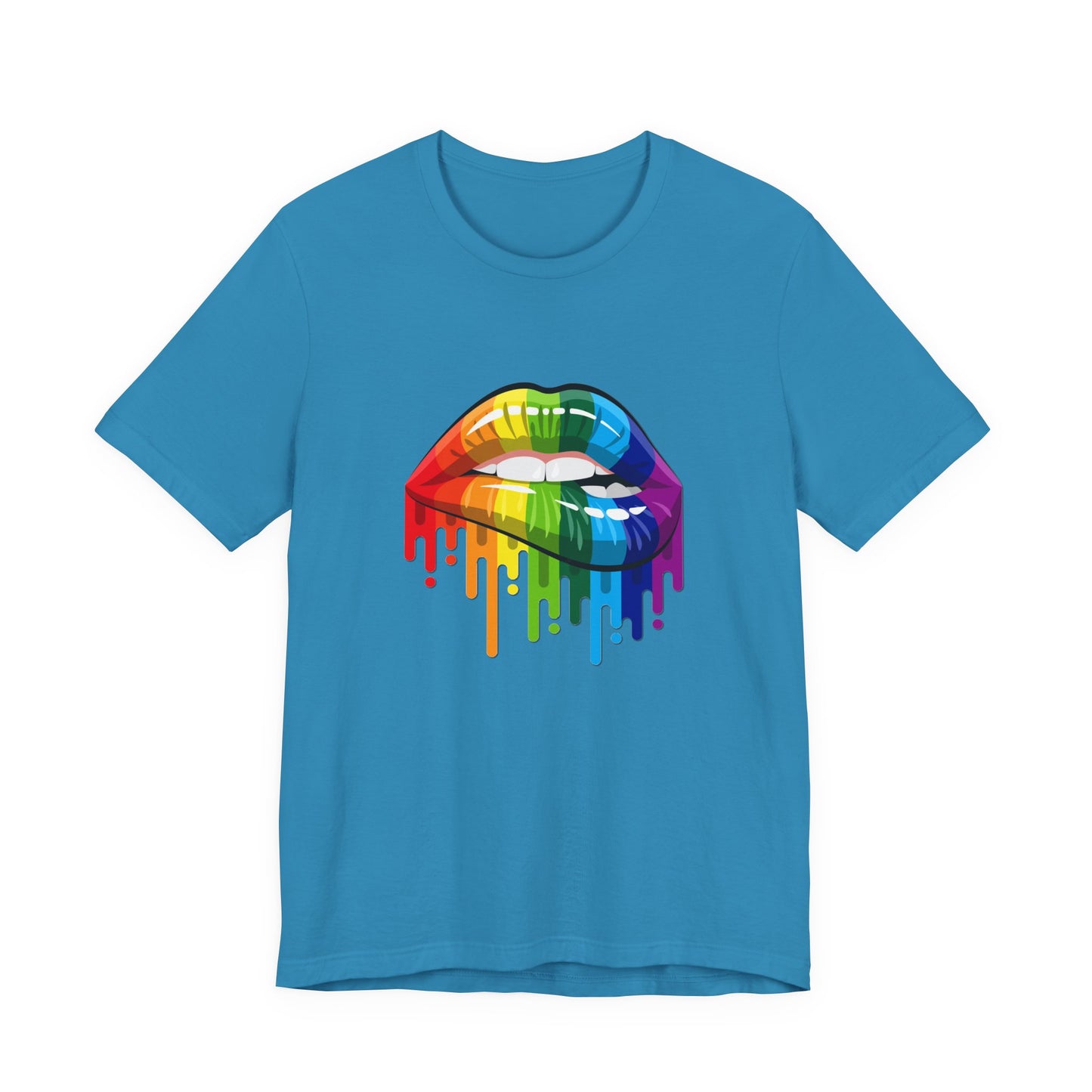 Dripping Rainbow Lips Jersey Short Sleeve Tee Mens Womens Unisex