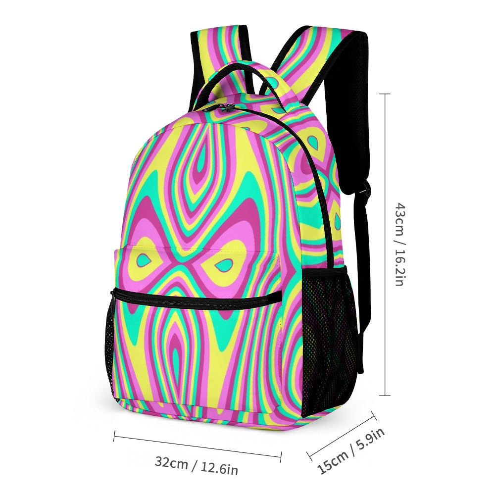 Psychedelic Backpack, Lunchbox, and Wallet Three piece set combination Travel Bag Package Set