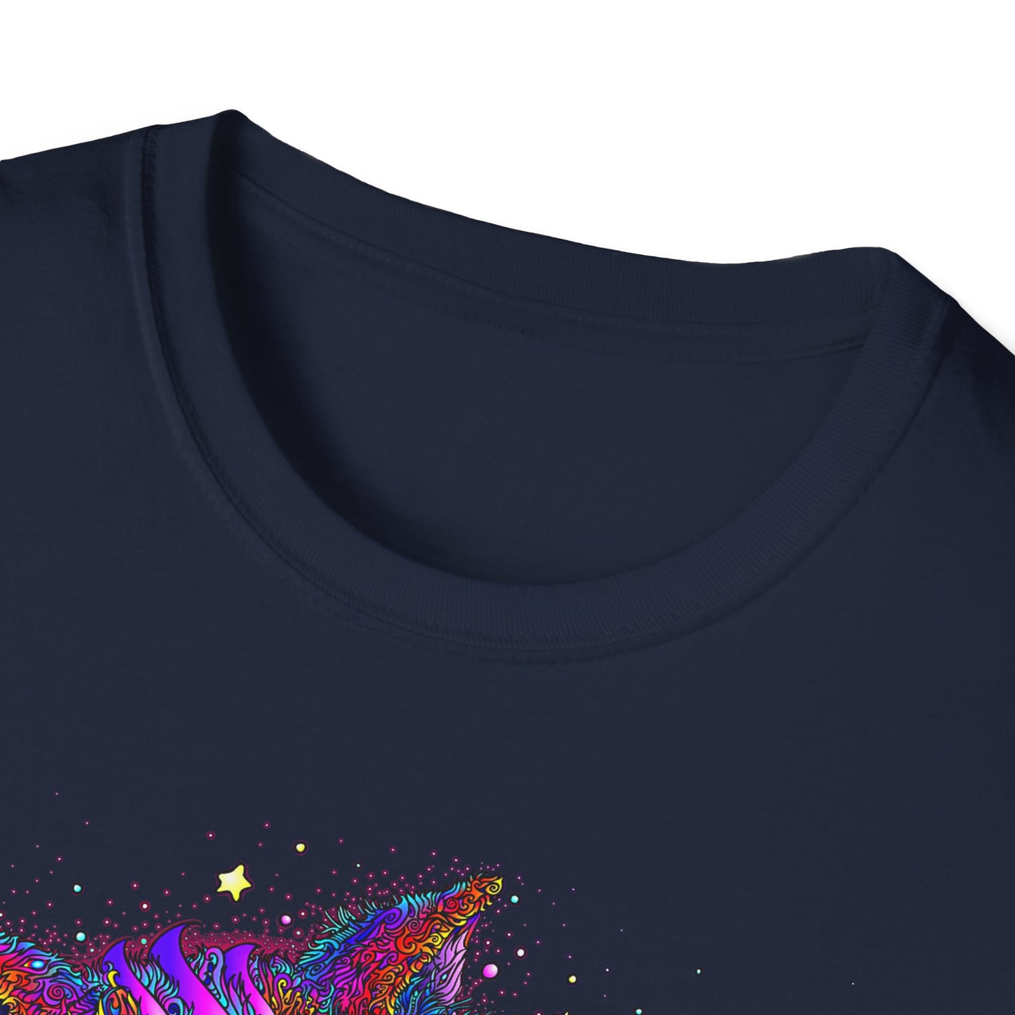 Psychedelic Space Kitty Cosmic Cat Softstyle Cotton T-Shirt EDM Rave Music Festival Tee Mens Womens Unisex