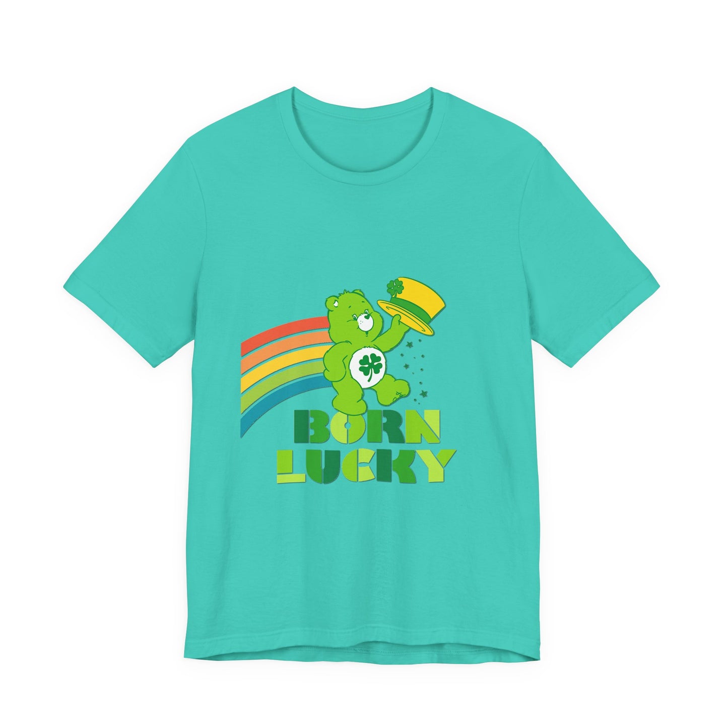 Born Lucky Cotton Jersey Short Sleeve Tee Mens Womens Unisex