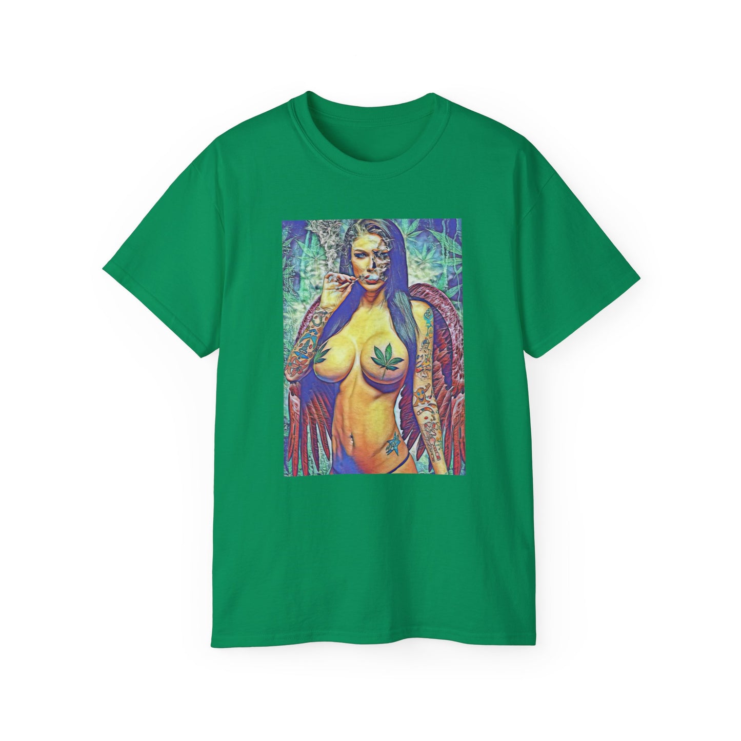 Ganja Girl 420 Weed Woman Original Nude Photography Art Sweat Proof T Shirt Sexy Womens Mens Unisex Tee