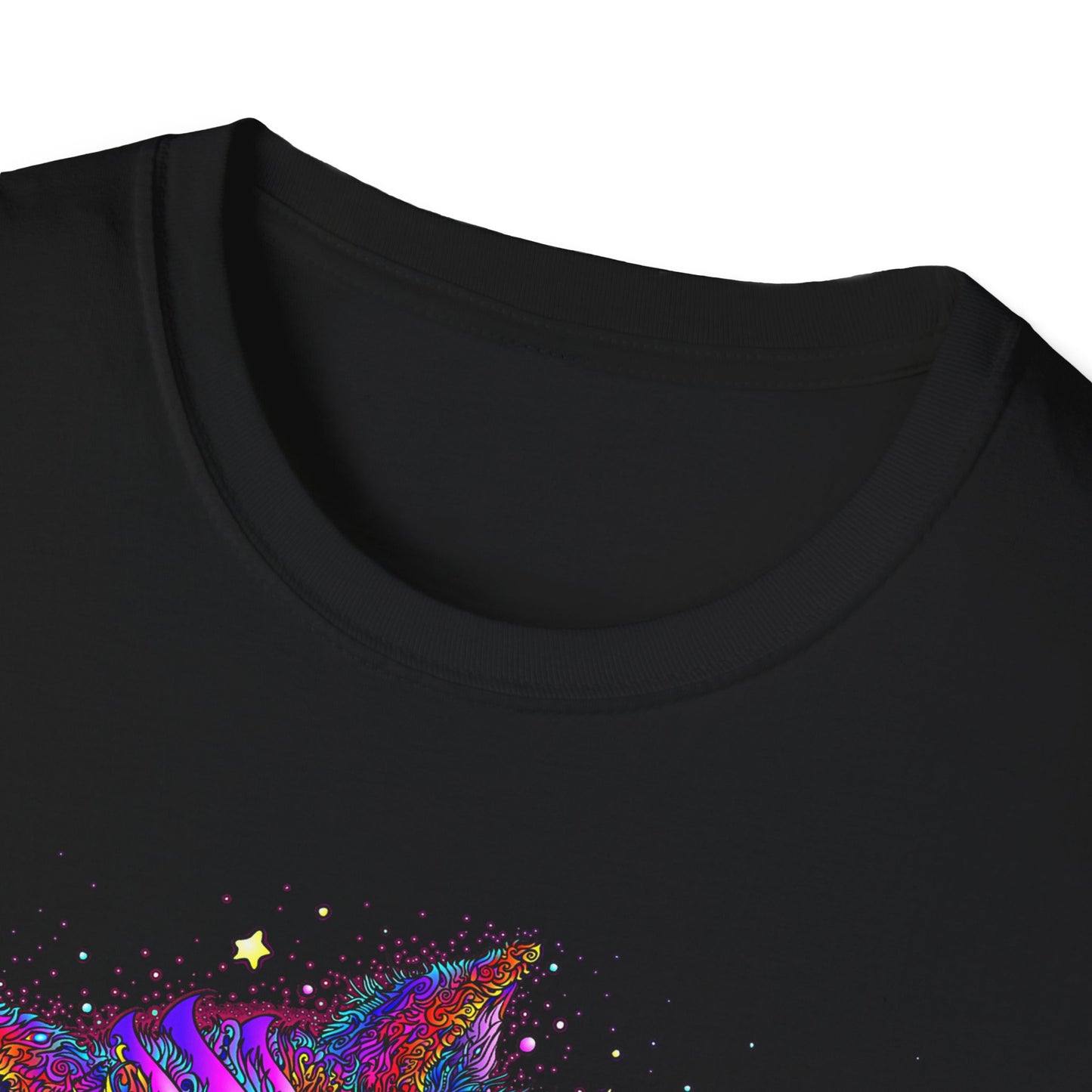 Psychedelic Space Kitty Cosmic Cat Softstyle Cotton T-Shirt EDM Rave Music Festival Tee Mens Womens Unisex