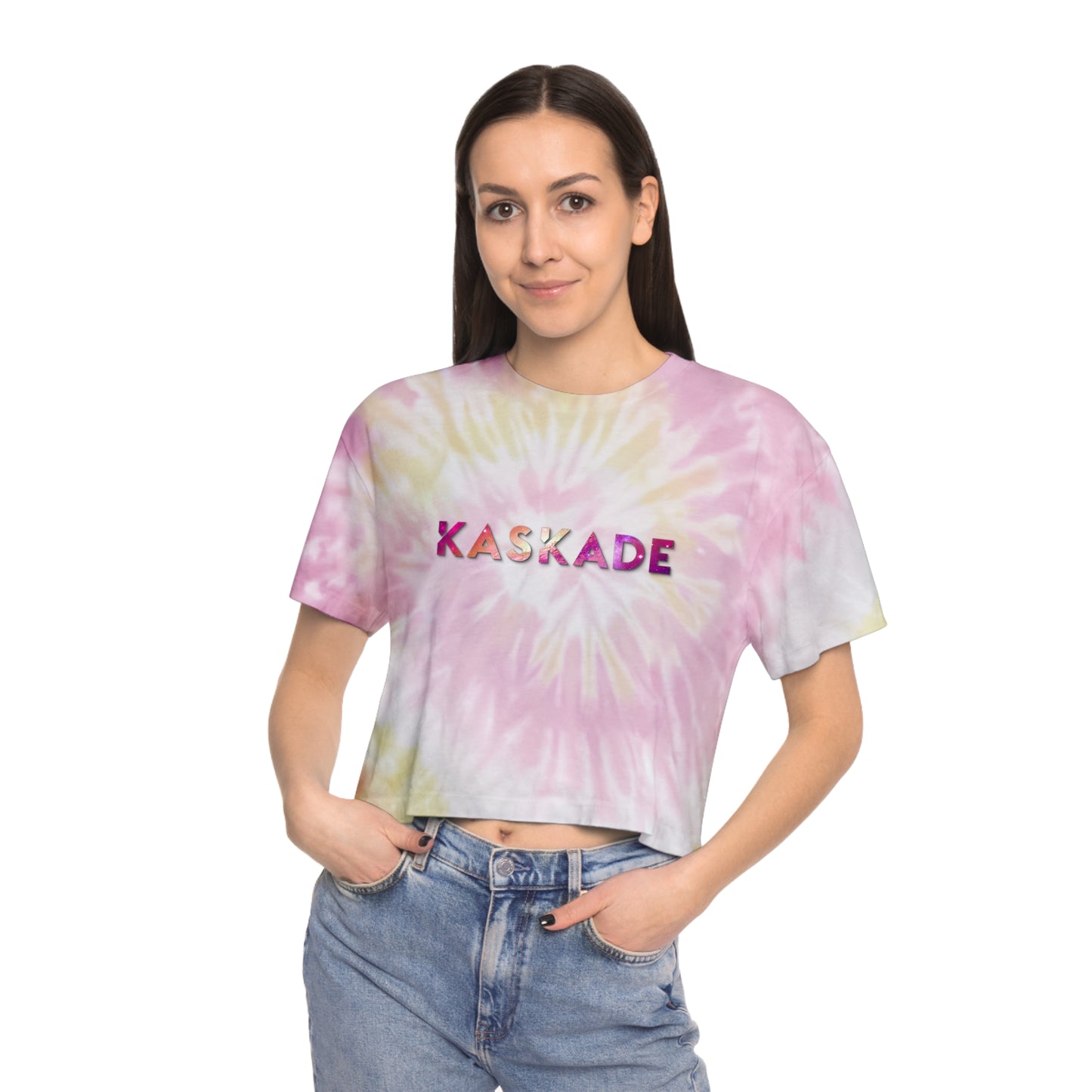 Kaskade Women's Tie-Dye Crop Top Sweat Proof Rave Music Festival Shirt