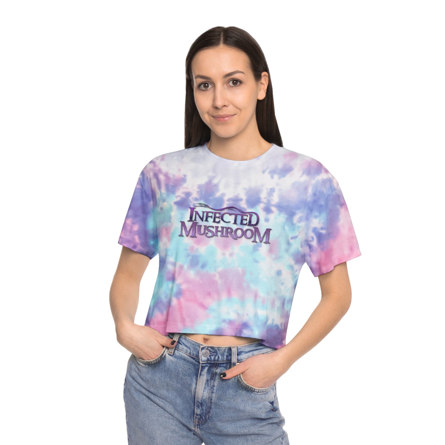 Infected Mushroom Women's Tie-Dye Crop Top Sweat Proof Rave Music Festival Shirt
