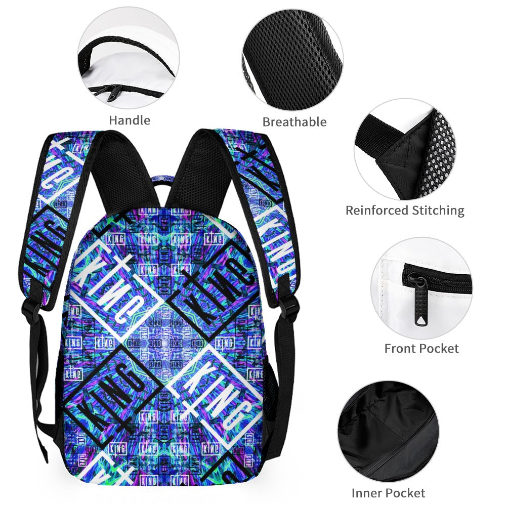 Psychedelic Backpack, Lunchbox, and Wallet Three piece set combination Travel Bag Package Set