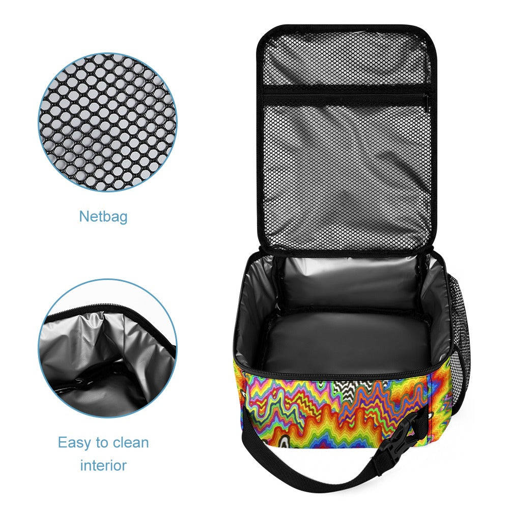 Psychedelic Backpack, Lunchbox, and Wallet Three piece set combination Travel Bag Package Set