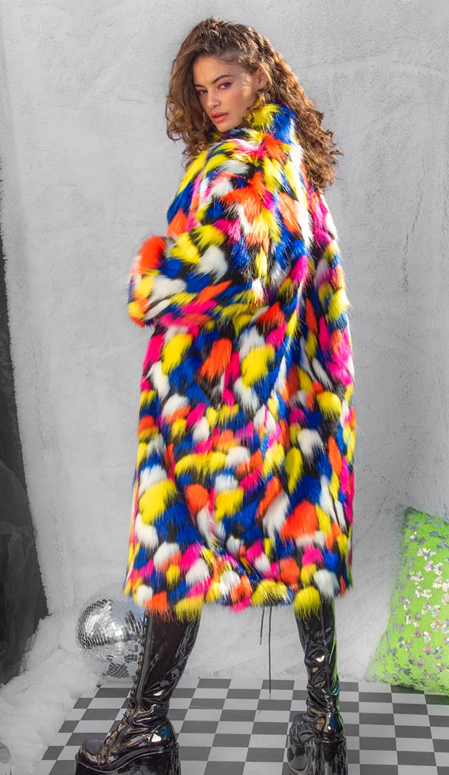 Faux Fur Mid-Length Coat