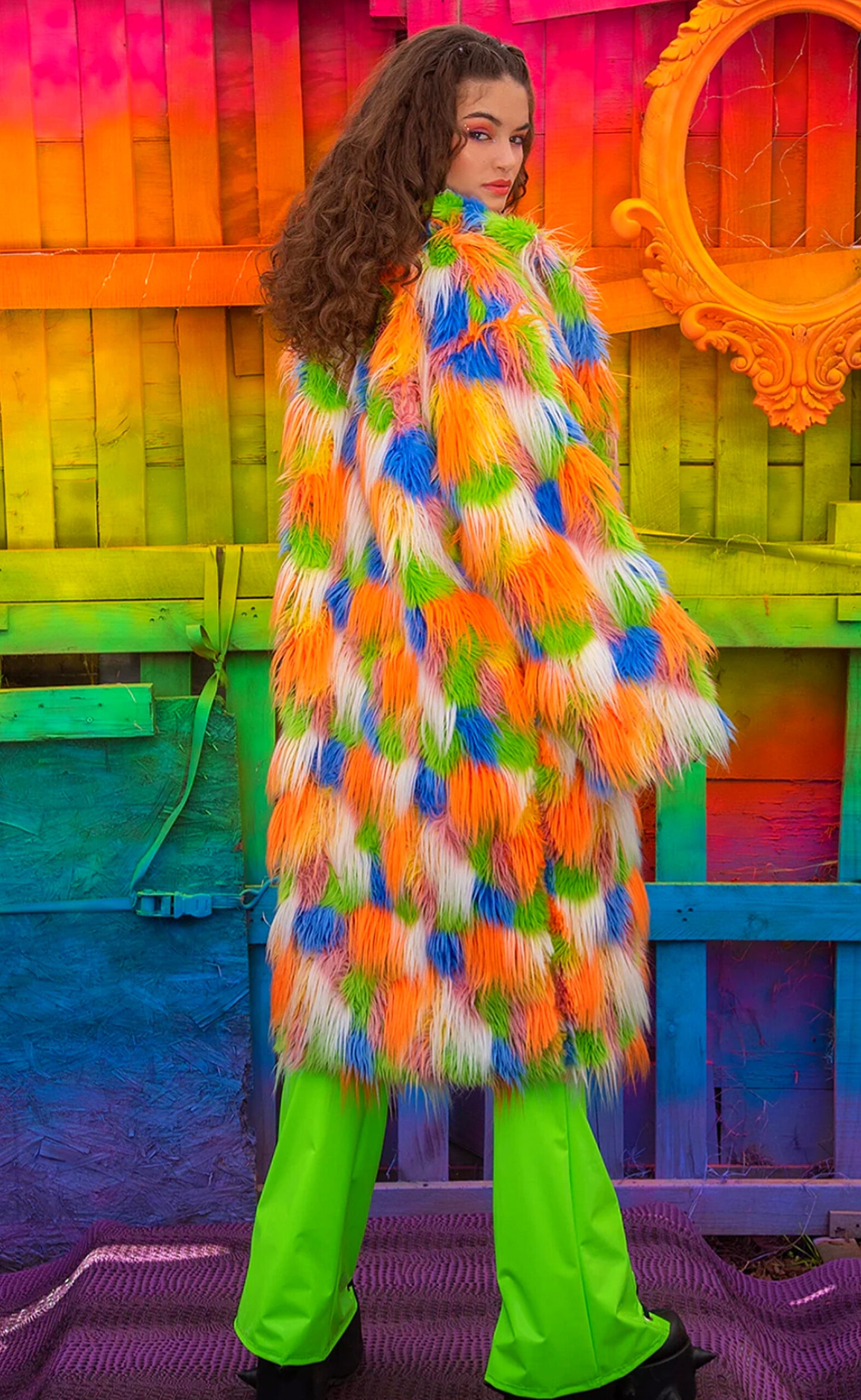 Faux Fur Mid-Length Coat