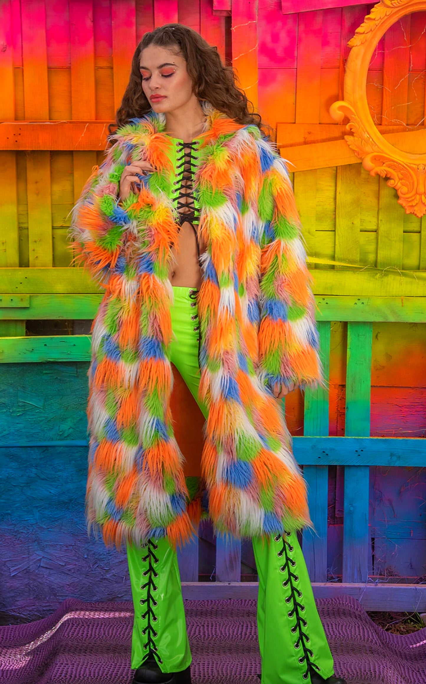 Faux Fur Mid-Length Coat