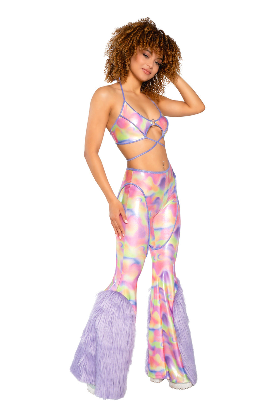 Faux Fur Bell-Bottom Pant