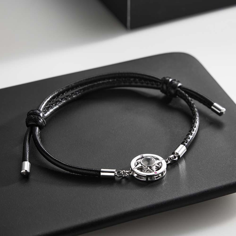Custom Photo Projection Men's Navigational Compass Bracelet Handmade Festival Accessory
