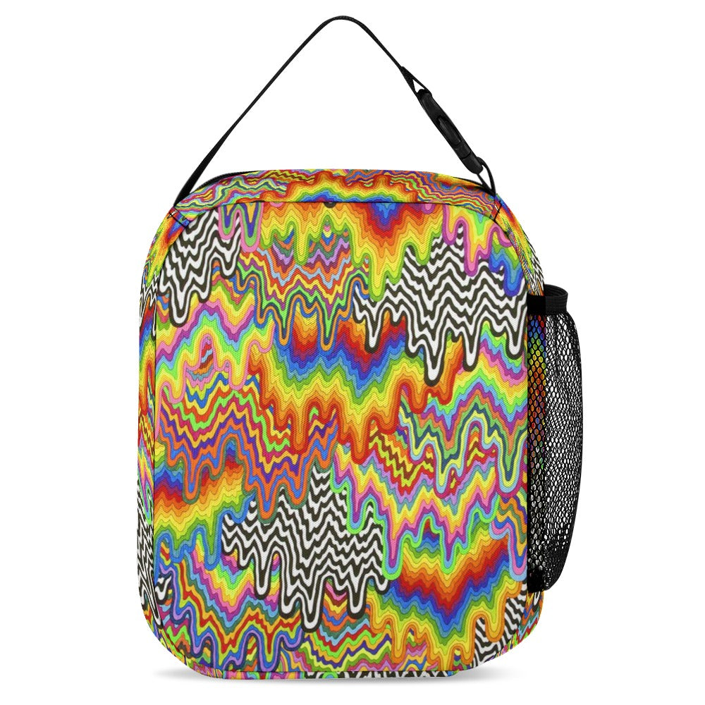 Psychedelic Backpack, Lunchbox, and Wallet Three piece set combination Travel Bag Package Set
