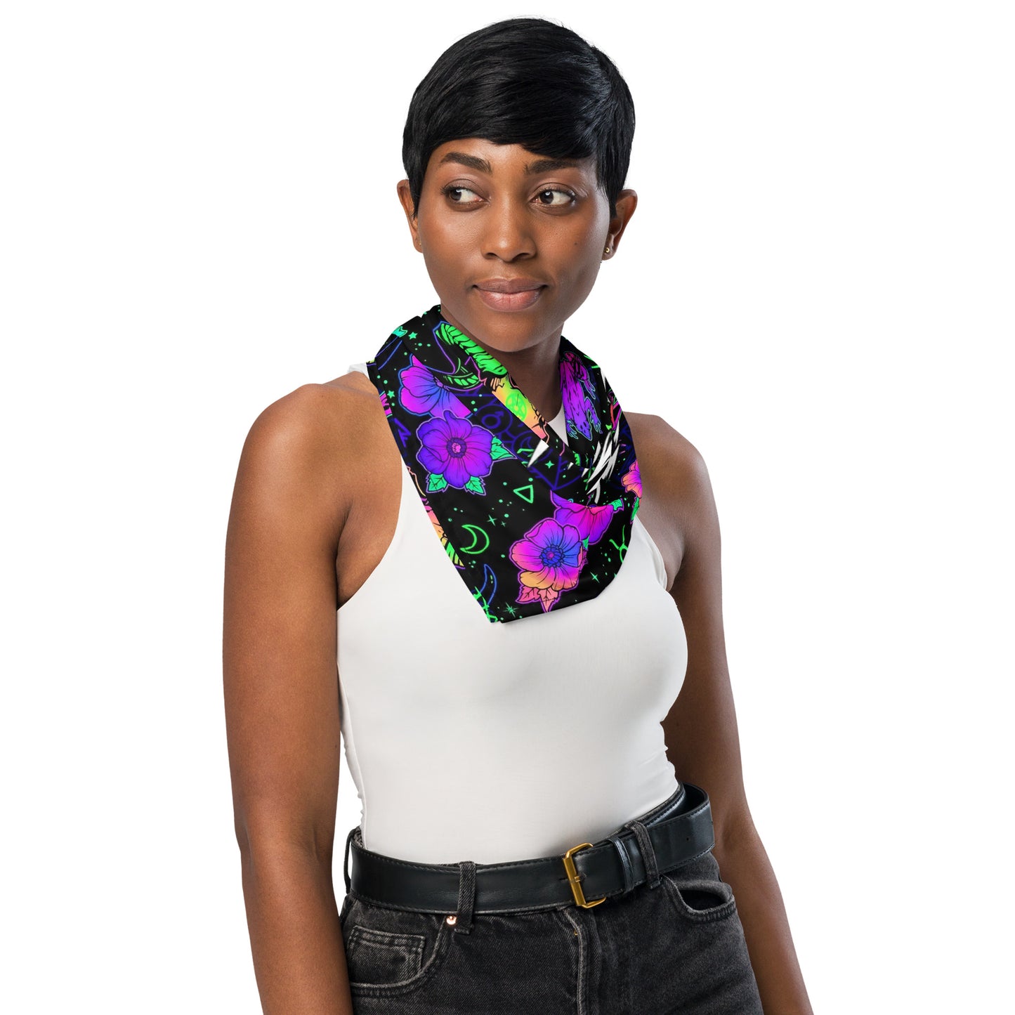 blacklight glow mushroom bandana