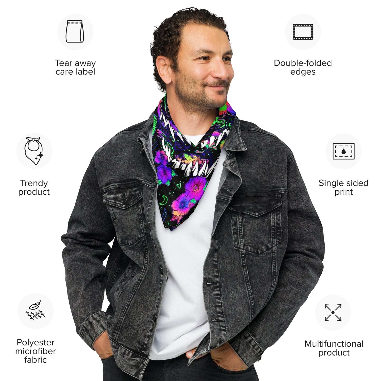 blacklight glow mushroom bandana