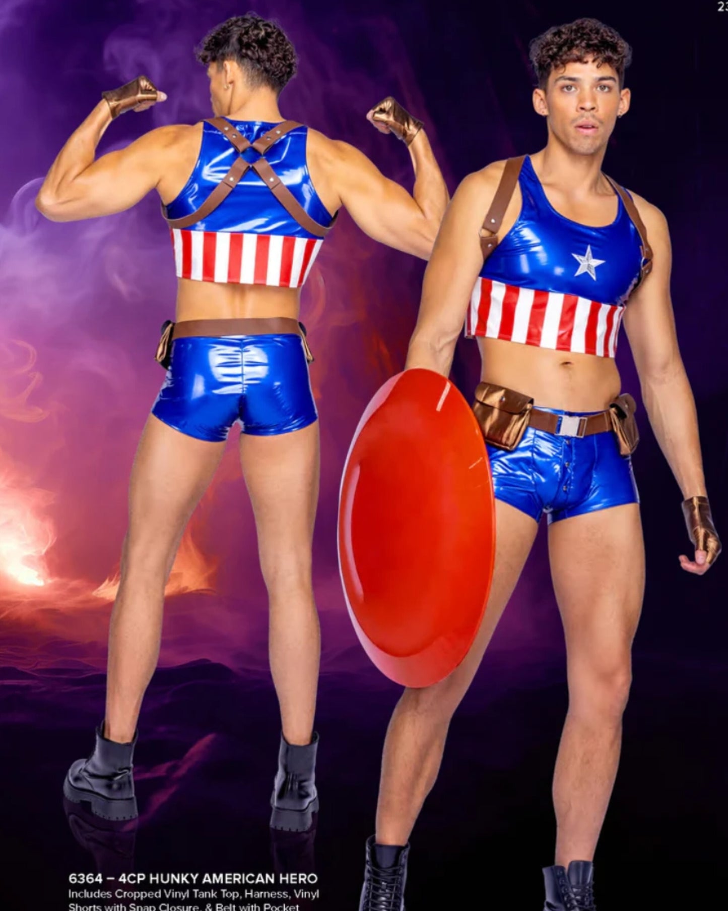 Men's Captian America Costume 4pc Set