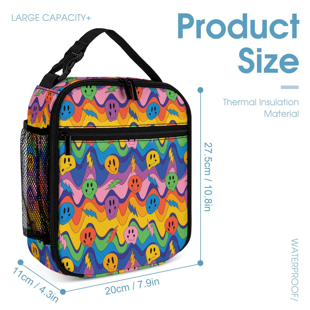Psychedelic Backpack, Lunchbox, and Wallet Three piece set combination Travel Bag Package Set