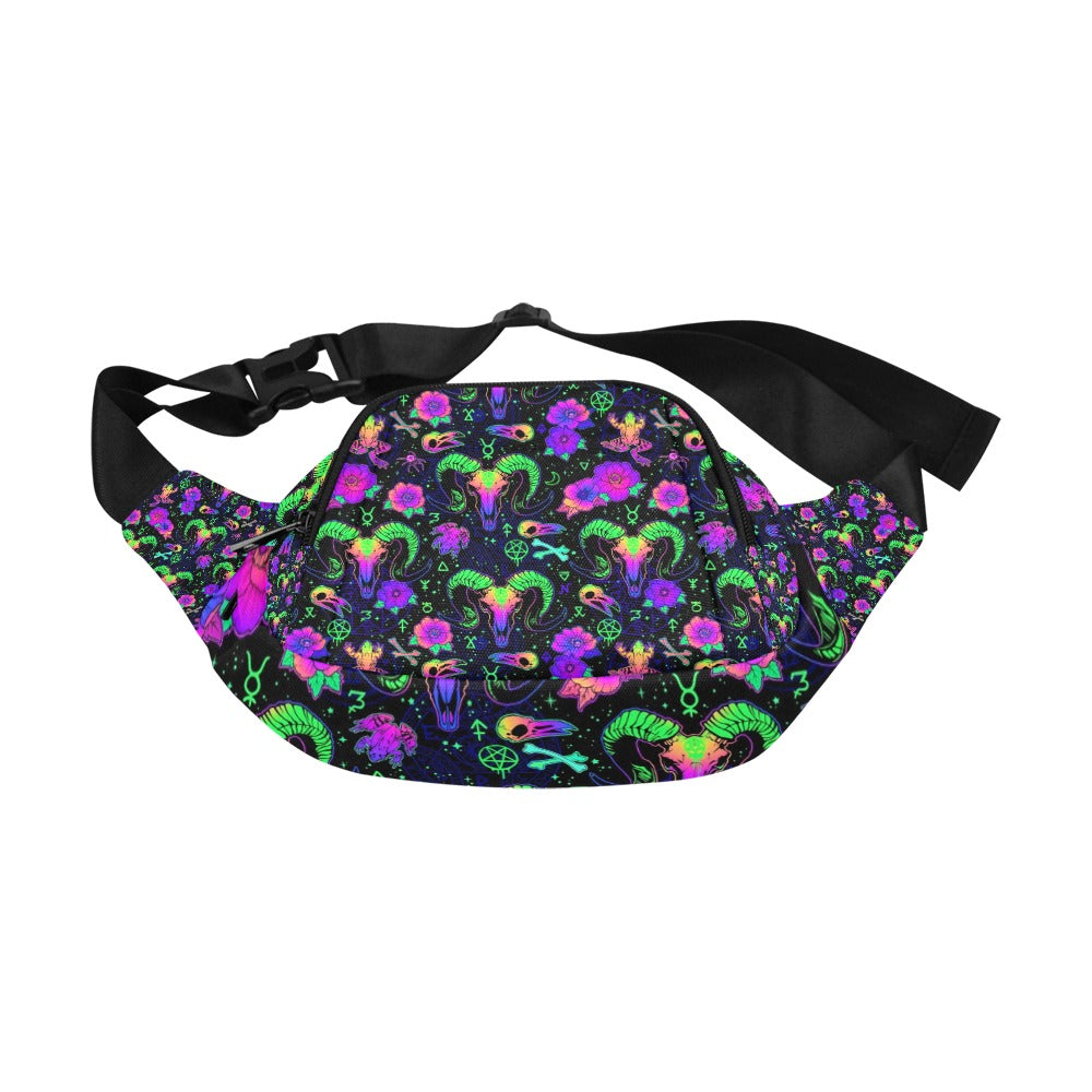 Ultimate Festival Fanny Pack Psychedelic Blacklight Glow Waist Travel Sling Bag for Men Women Unisex